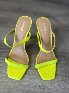 Express Neon Yellow Strappy Heeled Sandals